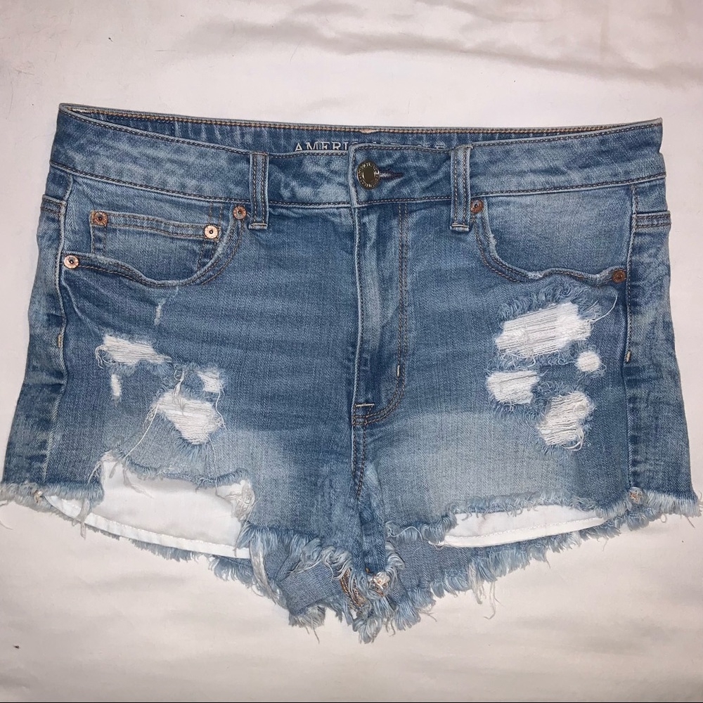 American Eagle Outfitters Hi-Rise Festival Denim Jean Shorts Distressed Size 12